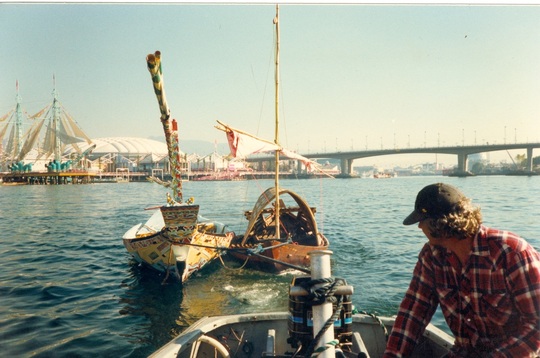 Set up the boat display at Expo 86